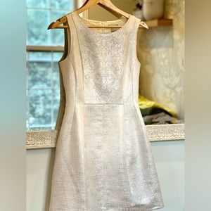 H&M White & Silver Metallic Jeweled Dress - Size 8